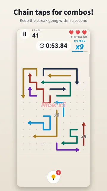 Fast consecutive taps building a combo